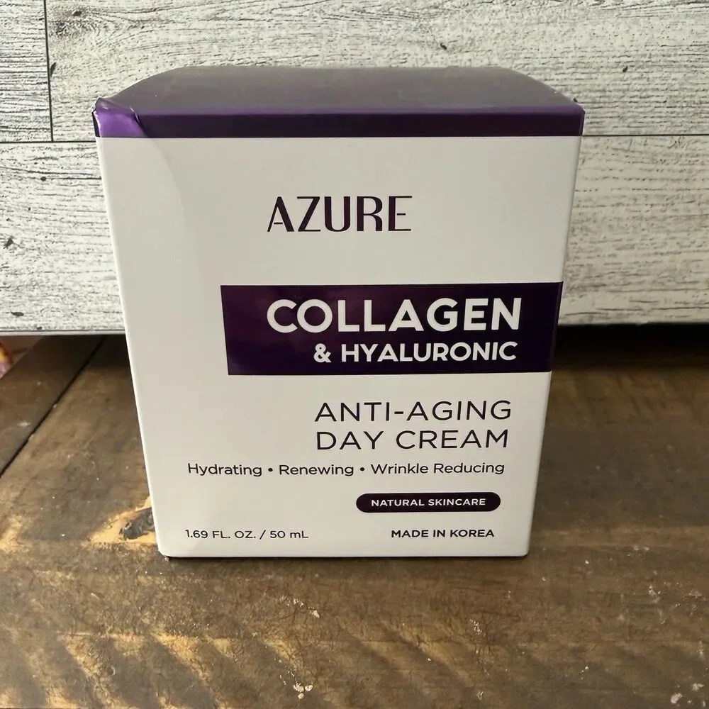 AZURE Collagen & Hyaluronic Anti-Aging Day Cream 1.69 fl.oz Wrinkle Reducing New